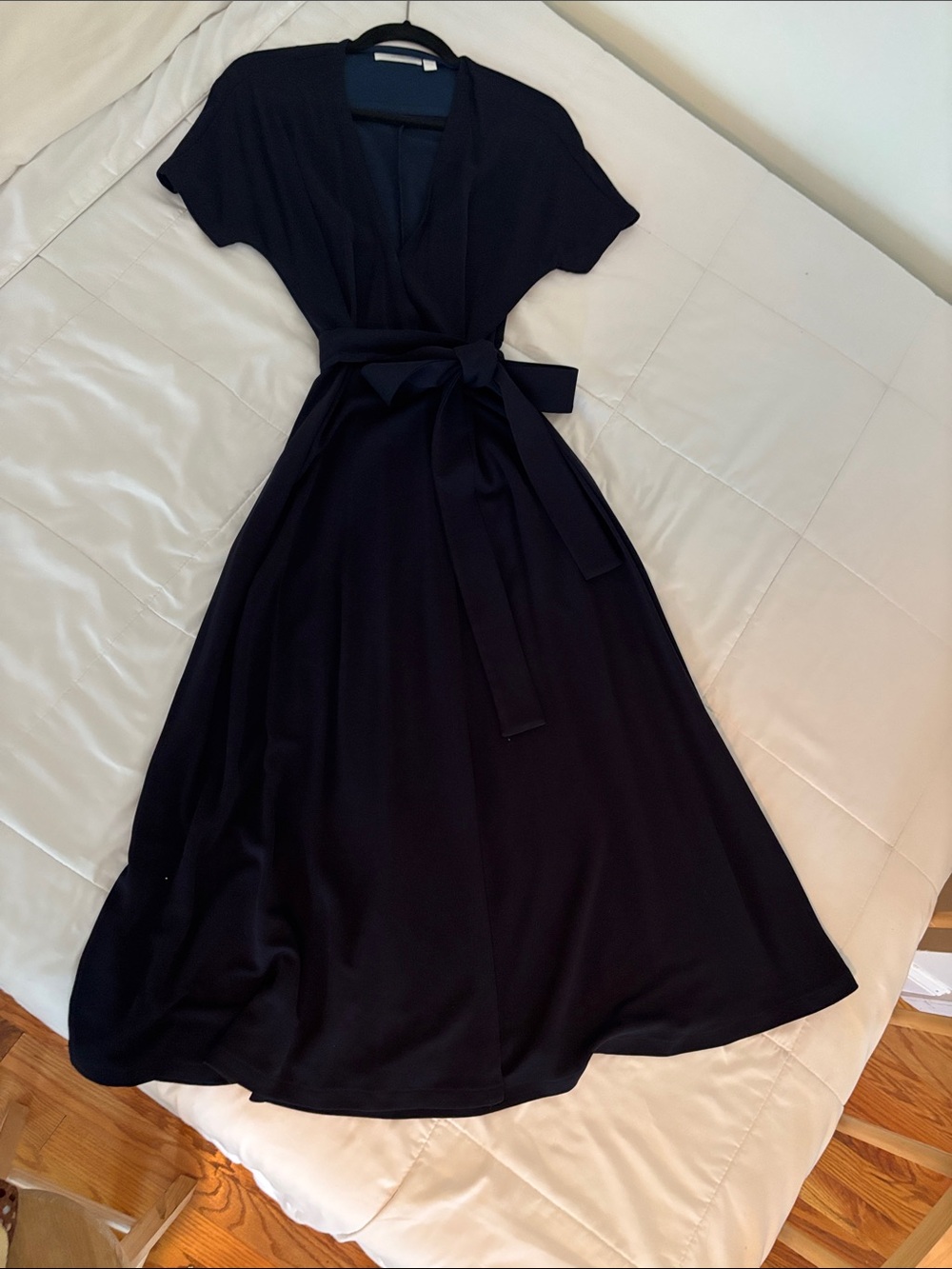 Boss Black Wrap Midi Dress with Self-Tie Waist